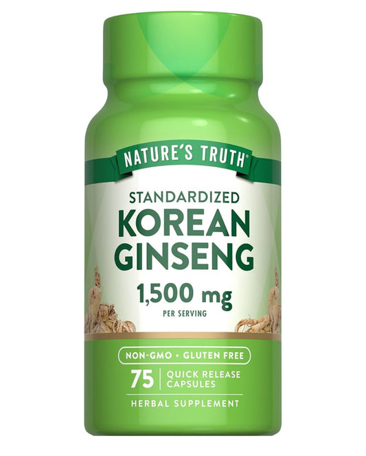 Nature's Truth Korean Ginseng | Standardized Extract | Promotes Wellness | 75 Capsules; Exp 07/2027
