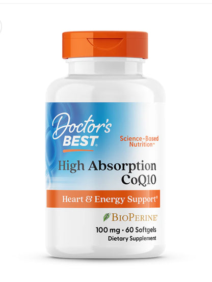 Doctor's Best High Absorption CoQ10 100mg with BioPerine | Supports Heart Health & Energy Production | 60 Softgels; Exp 06/2028