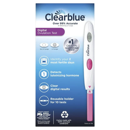 Clearblue Digital Ovulation Predictor Kit | Detects Your 2 Most FertileDays | Maximize Your Chance of Getting Pregnant | 10 Ovulation Tests; Exp 08/2027 ❗️Squeezed Paper Pack-See last picture