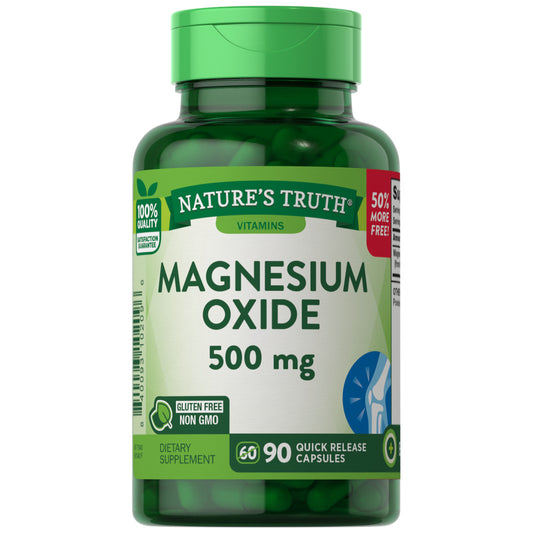 Nature's Truth Magnesium 500mg | Extra Strength - 500 per Capsule | 90 Quick Release Softgels Exp 12/2026