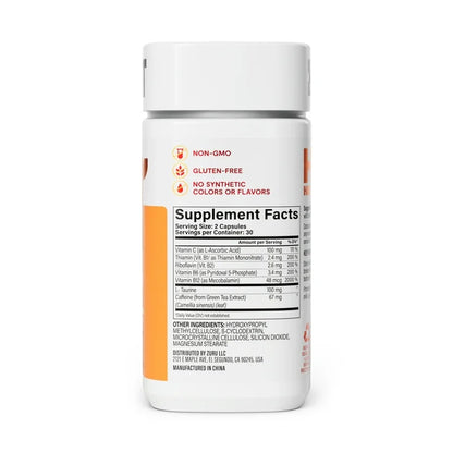 HABIT Energy Supplement | Supports Mental Alertness & Focus | with Green Tea Extract, Vitamins B1, B2, B6, B12 & C, L-Taurine 60 Capsules; Exp 01/2027