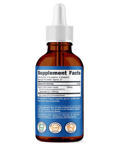 Nutricost Organic Cat's Claw Liquid Drops | Uncaria Tomentosa | 57 Servings | Immune & Antioxidant Support | Soothes Joint Discomfort &  Eases Symptoms of Osteoarthritis and Rheumatoid Arthritis | 3.8 Fl.oz/114ml; Exp 05/2028