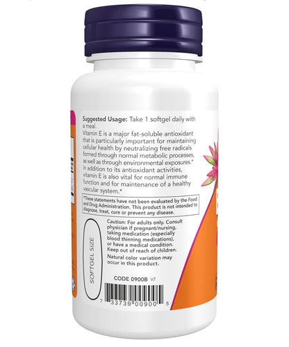 NOW Vitamin E 1,000iu with Mixed Tocopherols | Antioxidant Protection | 50 Softgels; Exp 01/2030