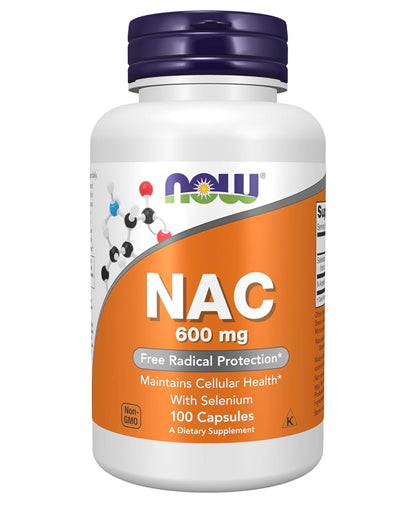 NOW N-Acetyl Cysteine (NAC) 600 mg with Selenium | Antioxidant | Maintains Cellular Health | 100 Capsules; Exp 07/2030