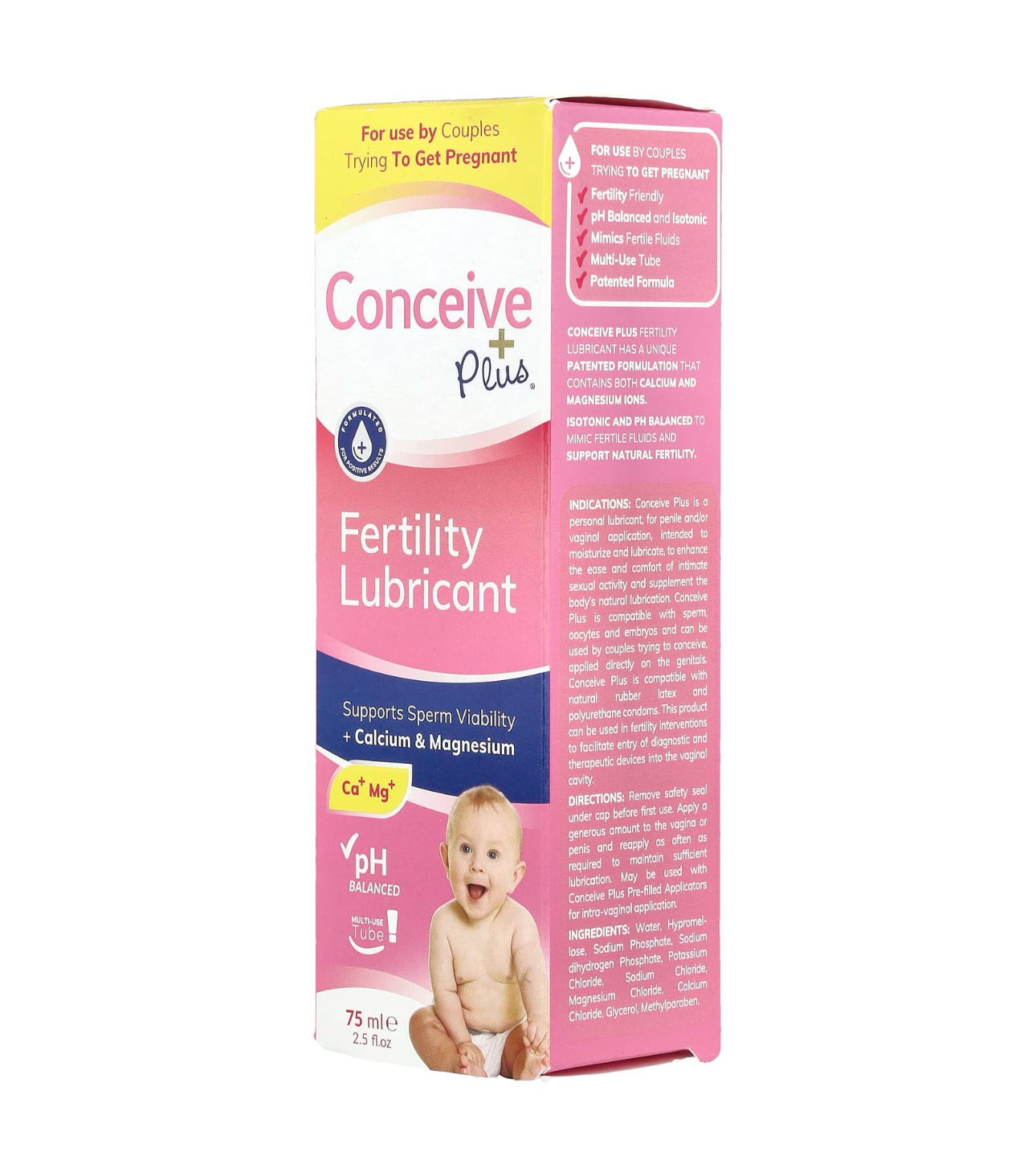 CONCEIVE PLUS Fertility Lubricant | Supports Sperm Viability | Fertility Friendly | For Use By Couples Trying To Get Pregnant | Mimics Fertile Fluids | 𝐌𝐮𝐥𝐭𝐢-𝐔𝐬𝐞 𝐓𝐮𝐛𝐞 - 𝟕𝟓𝐦𝐥; Exp 02/2028