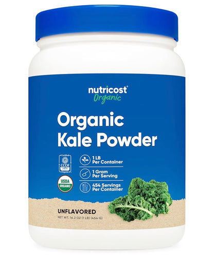 Nutricost Pure Organic Kale Powder | Nutrient-Dense Supergreen | 1 lb/454g; Exp 09/2028