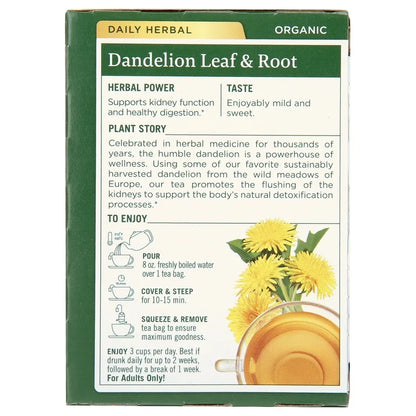 Traditional Medicinals Organic Dandelion Leaf & Root Tea | For Detox  | Supports Kidney Function & Healthy Digestion | 16 Tea bags Exp 09/2027