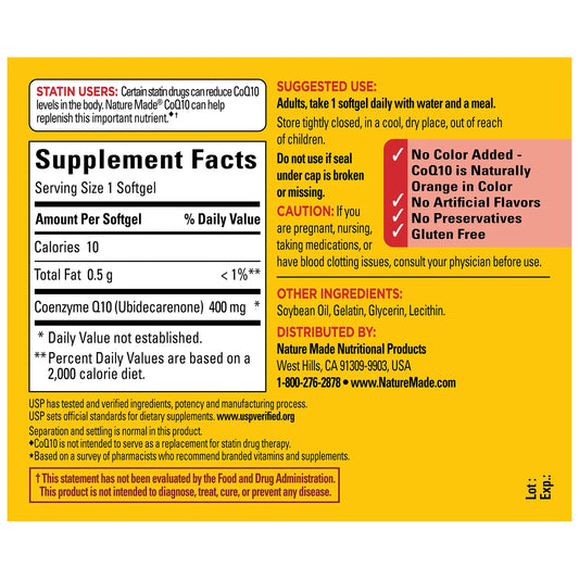 Nature Made CoQ10 Extra Strength 400mg | 90 Day Supply | Supports Heart Health & Energy Metabolism | Provides Antioxidant Support & Protects Cells from Oxidative Stress | 90 Softgels; Exp 11/2027