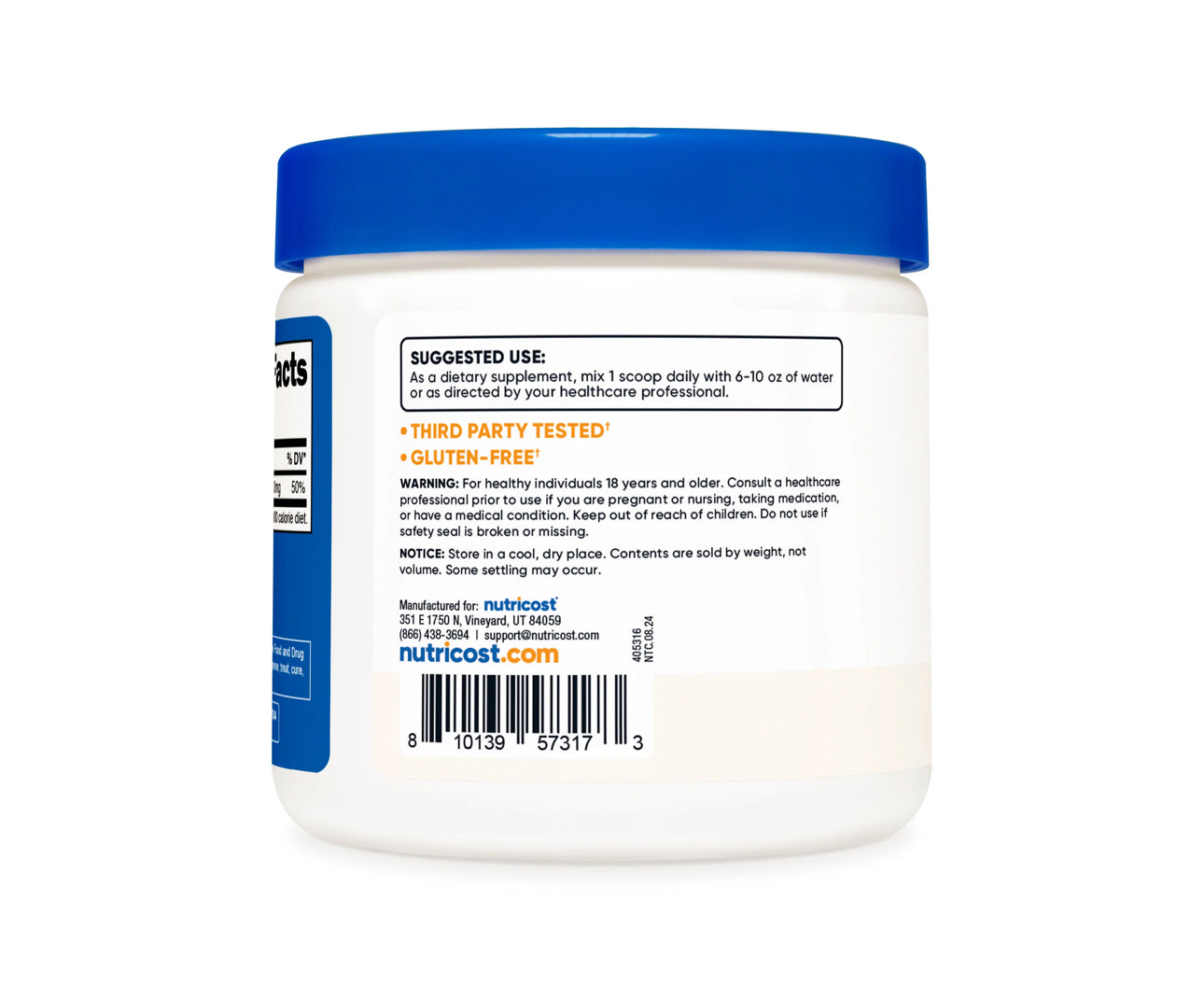 Nutricost Magnesium Citrate Powder | 210 mg Magnesium Per Serving | 160 Servings per Container | 8.9oz/250g; Exp 07/2027
