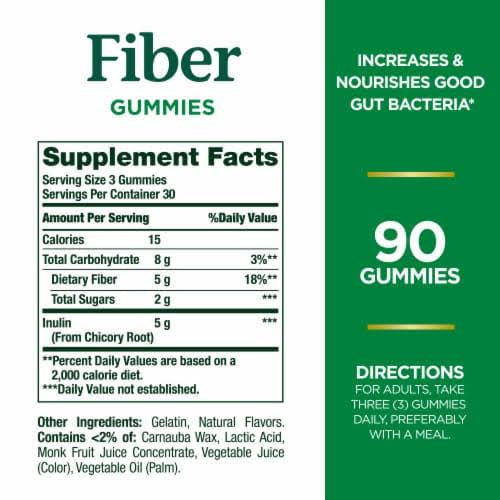 Nature's Bounty Fiber Gummies, 5g Prebiotic Fibre | Increases & Nourishes Good Gut Bacteria | Supports Digestive Health | Strawberry & Raspberry Flavor, 90 Gummies Exp 11/2025