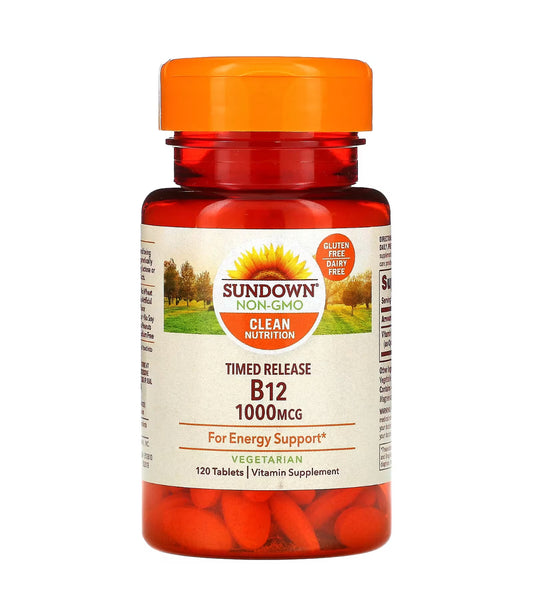 Sundown Vitamin B12 1000 mcg |  Supports Nervous System & Cellular Energy Health | 120 Tablets, Exp 08/2026