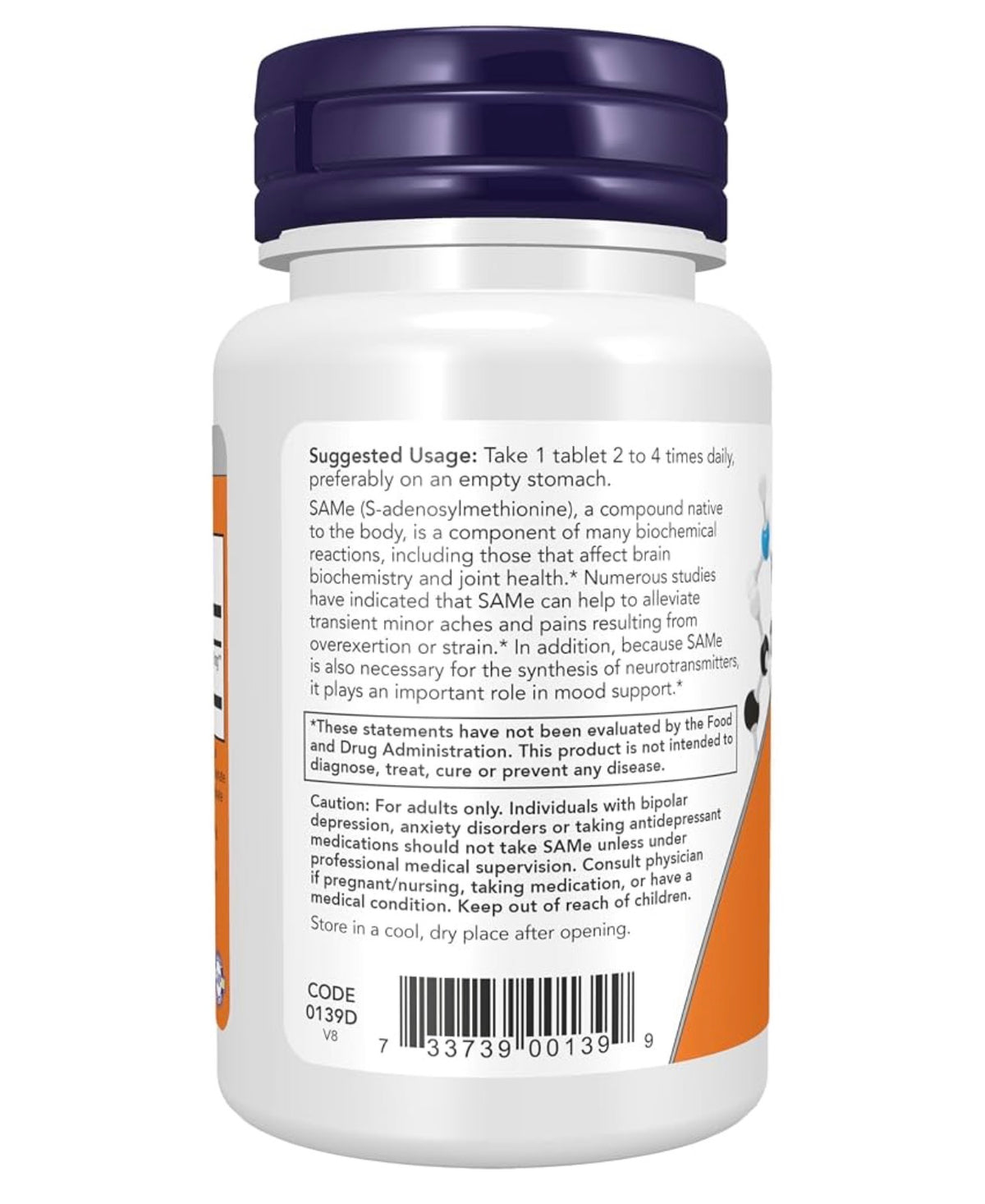 NOW SAMe 400mg ~ S-Adenosyl-L-Methionine | Nervous System Support | 30 Tablets; Exp 06/2028