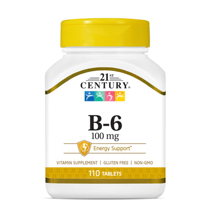 21st Century B6 (Pyridoxine) 100 mg Tablets, 110 Tablets Exp 11/2026 - Ome's Beauty Mart