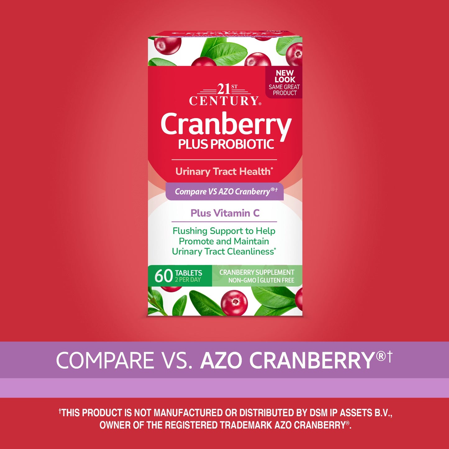 21st Century ® Cranberry Plus Probiotic | Urinary Health Support | For Men & Women | 60 Tablets Exp 07/2027 (New Look) - Ome's Beauty Mart