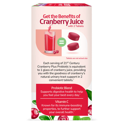 21st Century ® Cranberry Plus Probiotic | Urinary Health Support | For Men & Women | 60 Tablets Exp 07/2027 (New Look) - Ome's Beauty Mart