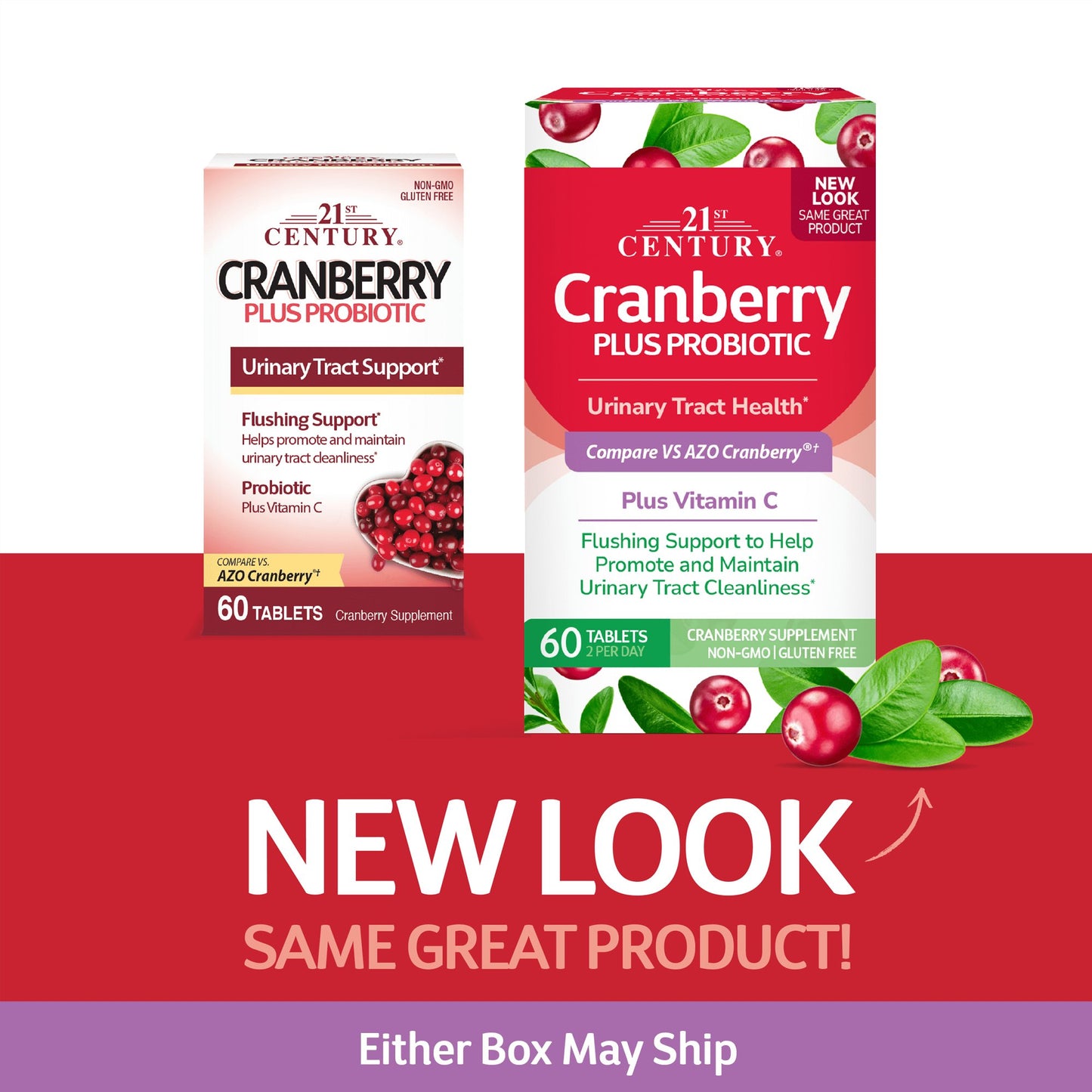 21st Century ® Cranberry Plus Probiotic | Urinary Health Support | For Men & Women | 60 Tablets Exp 07/2027 (New Look) - Ome's Beauty Mart