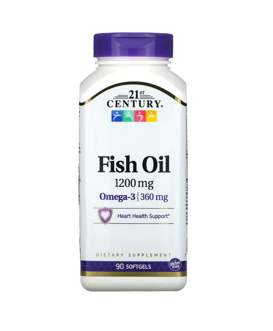 21st Century Fish Oil 1200 mg | Supports Heart Health | 90 Softgels Exp 10/25 - Ome's Beauty Mart