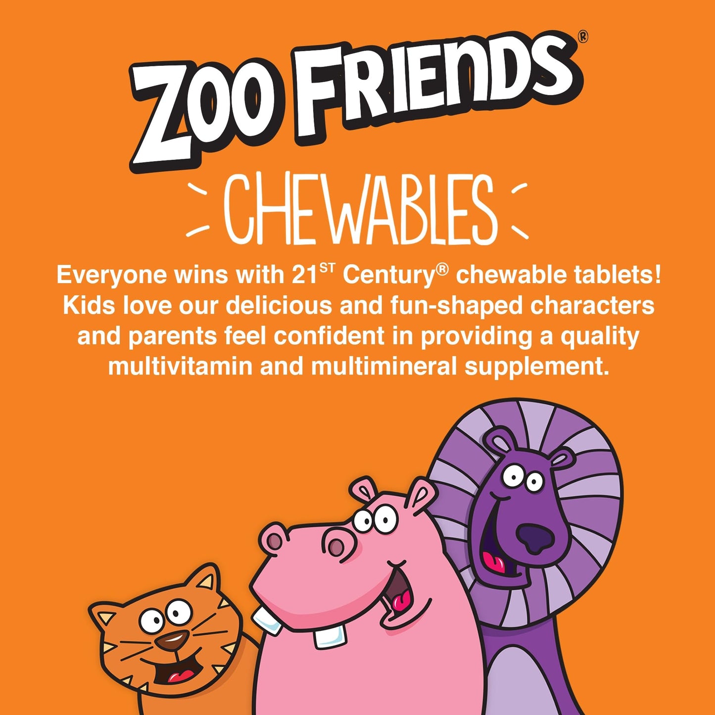 21st Century Zoo Friends with Extra C Chewable Children Multivitamin/Multi - mineral Tablets | Kids Immune Health Support | 60 Chewable Tablets Exp 12/2026 - Ome's Beauty Mart