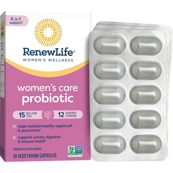 RenewLife Women’s Care Go-Pack Probiotic 15 Billion CFU | 12 Diverse Strains | Helps Maintain Healthy Vaginal pH & Yeast Levels | Supports Urinary, Digestive & Immune Health | 30 Vegetarian Capsules Exp 04/2025