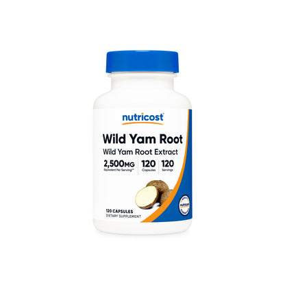 Nutricost Wild Yam Root 2500mg | Lowers Inflammation & Pain Levels | Uplevels Progesterone | Menopause Support | 120 Capsules; Exp 06/2028