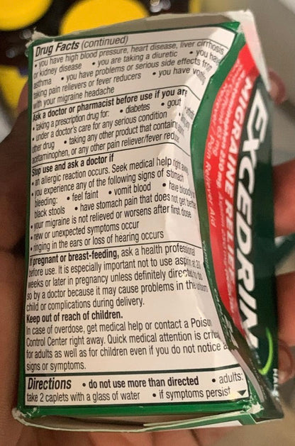 Excedrin Migraine Caplets for Migraine Headache Relief - 24 Caplets; Exp 09/2028 ❗️Rough Pack 👉🏽Check last picture