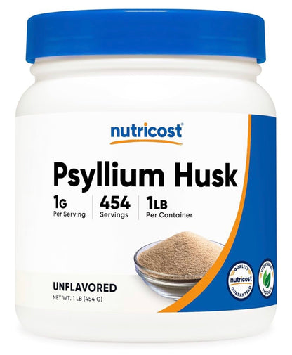 Nutricost Pure Psyllium Powder | Soluble Fibre | Natural Fiber Supplement | Appetite Management | Promotes Regularity & Helps Support Normal Bowel Elimination | 1 lb/454g; Exp 01/2029