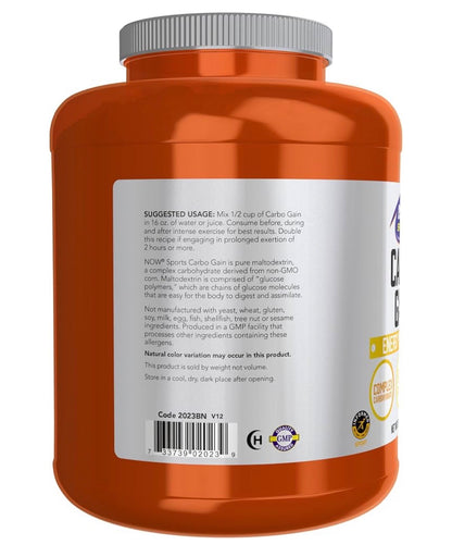 NOW Carbo Gain Powder (Maltodextrin) | Helps You Gain Weight | Provides Quick Energy for Intense Workouts | 3.63kg; Exp 04/2030