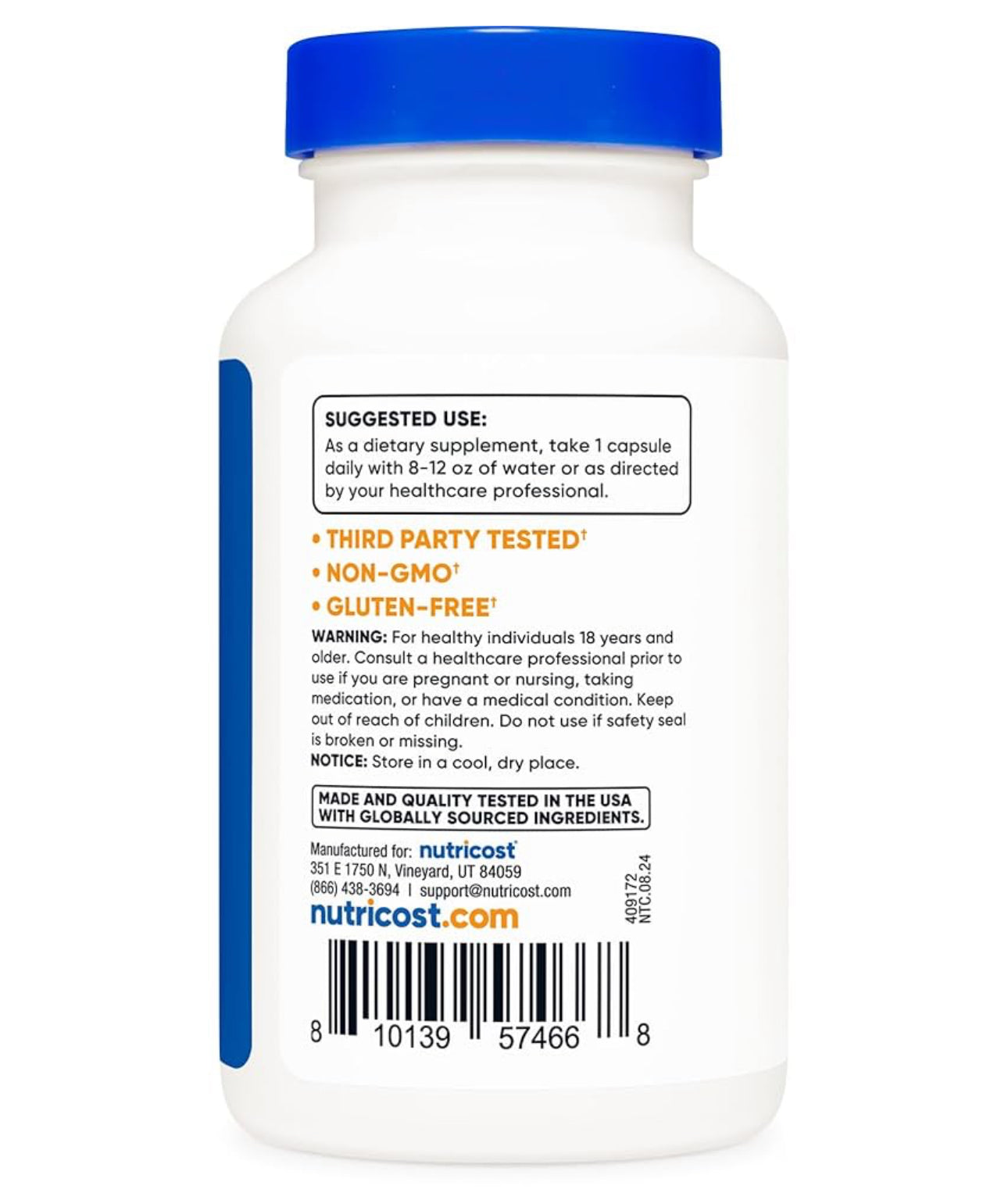 Nutricost Lactobacillus Acidophilus | 2 Billion CFU Per Serving | Maintains a Good Balance of Friendly Bacteria in the GI Tract | Promotes Gut Health | 120 Capsules; Exp 03/2026