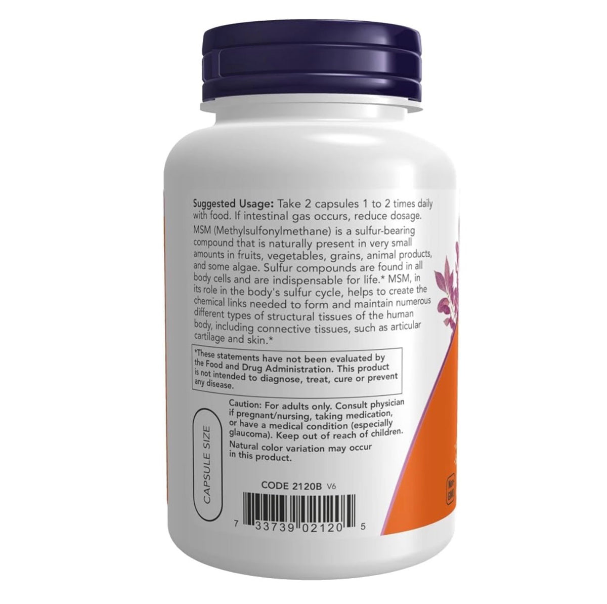 NOW MSM 1,000mg ~ Methylsulfonylmethane | Supports Skin & Joint Health | 120 Veg Capsules; Exp 06/2031