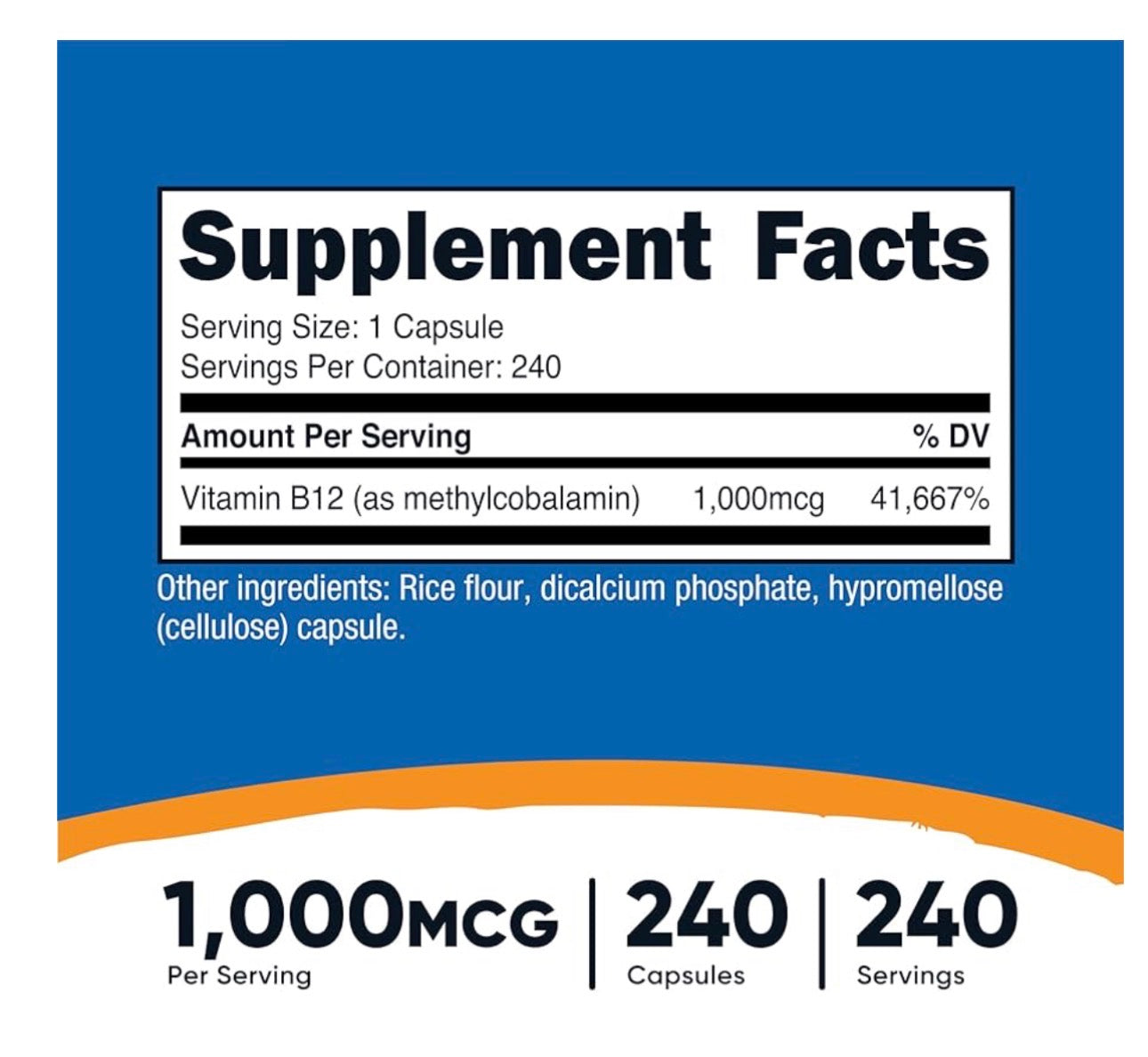 Nutricost Vitamin B12 (Methylcobalamin) 1000mcg | 240 Day Supply | Improves Mood | Supports Healthy Skin and Nails | 240 Capsules; Exp 10/2028
