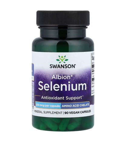 Swanson Albion Complexed Selenium 200 mcg | Maintains Cardiovascular, Thyroid & Immune Health | 90 Capsules; Exp 04/2027