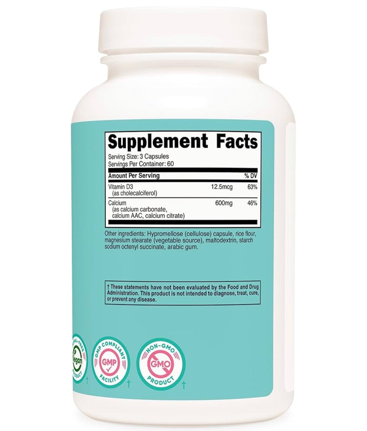 Nutricost Calcium (600mg) + Vitamin D3 (12.5mcg) for Women | Promotes Heathy Bones | 180 Capsules; Exp 02/2028