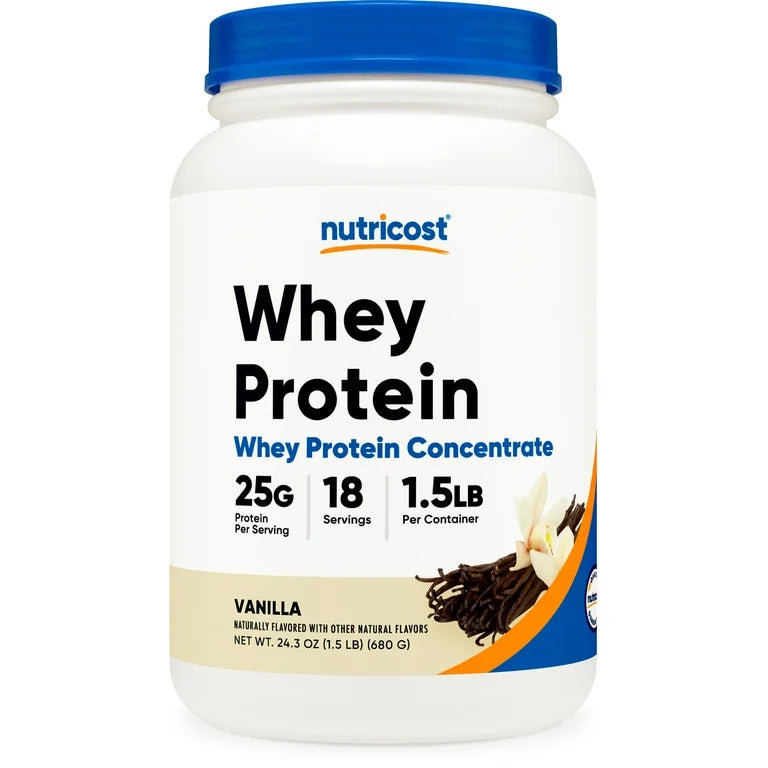 Nutricost Whey Protein Concentrate Powder | 25 Grams of Protein Powder per Serving | Vanilla Flavored ~ 1.5lb/680g , Exp 08/2027