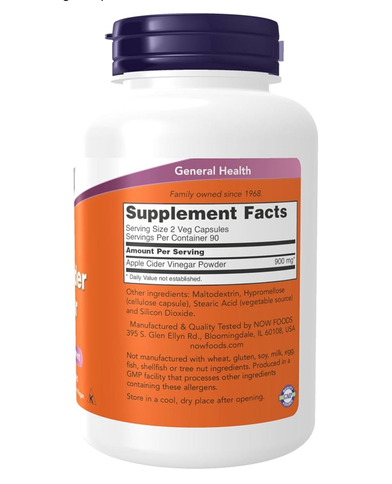 NOW Apple Cider Vinegar 450 mg | Improves Digestion, Gut Health & Controls Appetite | 180 Capsules; Exp 05/2028