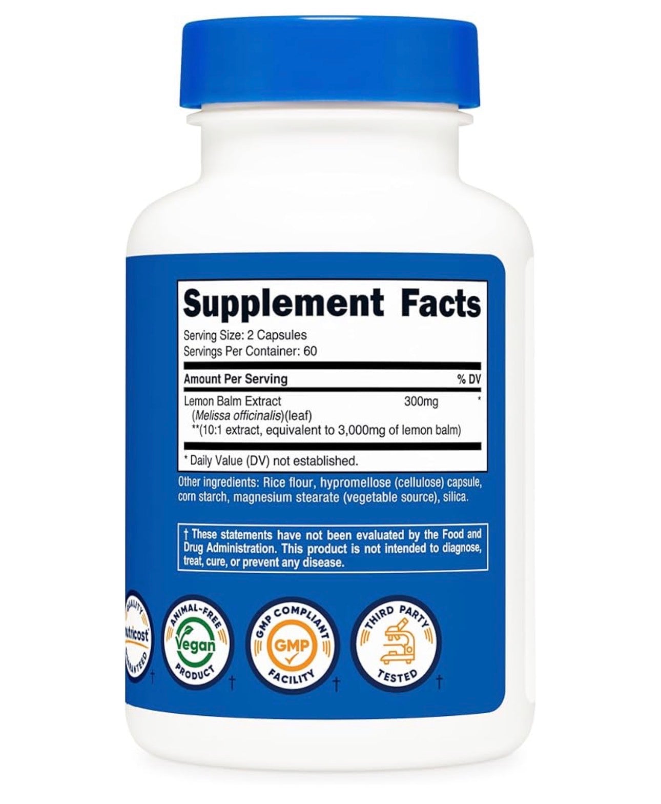 Nutricost Lemon Balm Extract 3,000mg | Melissa Leaf | Promotes Sleep & Enhances Relaxation | 120 Capsules; Exp 09/2028
