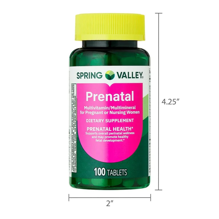 Spring Valley Prenatal Multivitamin/Multimineral | For Pregnant or Nursing Women | Improves Mom’s Health | 100 Tablets Exp 07/2027