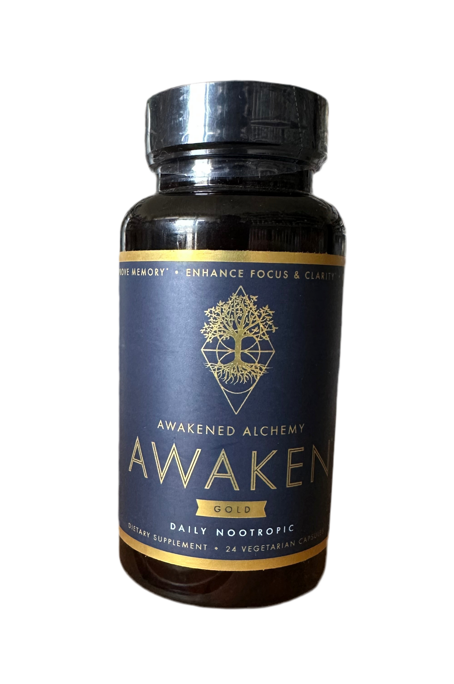 Awaken Gold Premium Nootropic | Advanced Brain Nutrition | Improve Memory & Learning | Enhance Focus & Clarity | Intensify Drive | 11 Premium Ingredients | 24 Capsules; Exp 06/2026