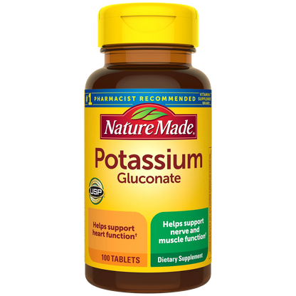 Nature Made Potassium Gluconate 550mg | Helps Support Heart Function | 100 Tablets; Exp 01/2028