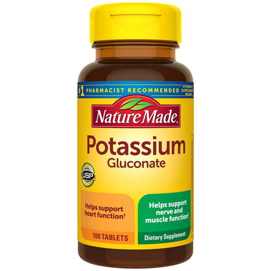 Nature Made Potassium Gluconate 550mg | Helps Support Heart Function | 100 Tablets; Exp 01/2028