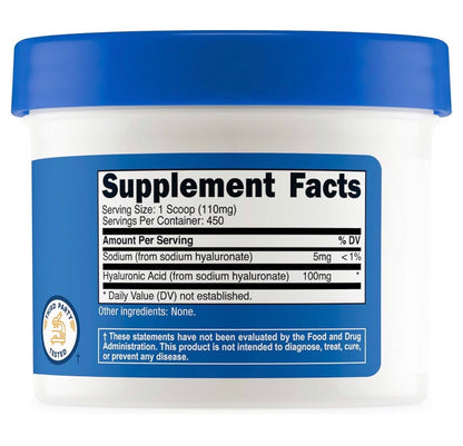 Nutricost Pure Hyaluronic Acid Powder | 100mg per Serving; 450 Servings | Supports Healthy Connective Tissue and Joints | Promote Youthful Healthy Skin | Dietary Supplement or Topical Use | 50g; Exp 04/2028