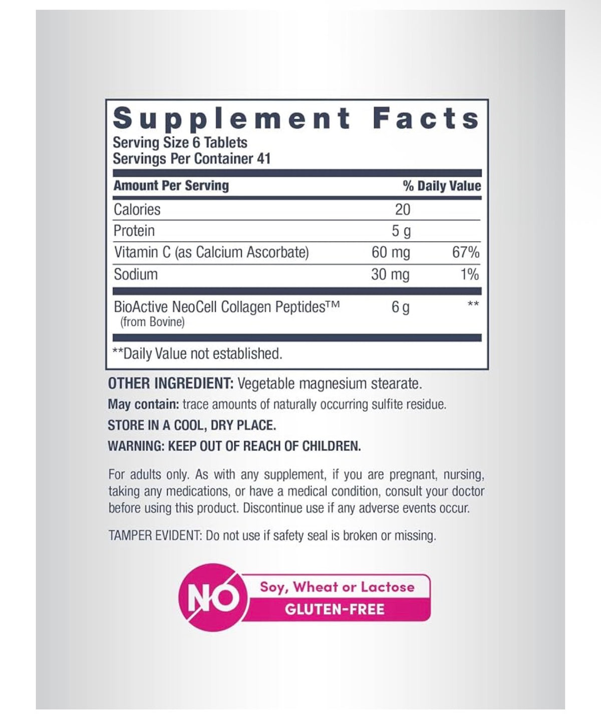 NeoCell Grassfed Collagen Peptides + Vitamin C | Supports Healthy Hair, Skin, & Nails | ❗️Doesn’t Contain Biotin | 250 Tablets; Exp 07/2028