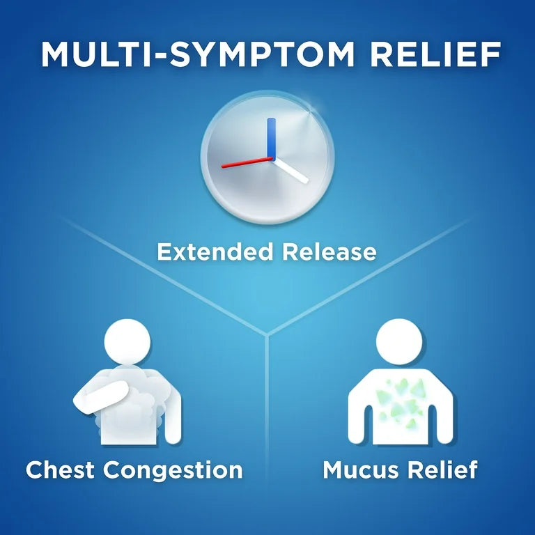 Equate Mucus Relief Guaifenesin 600mg | Extended-Release | Relieves Chest Congestion, Thins & Loosens Mucus | Similar to Mucinex | 20 Tablets; Exp 04/2027