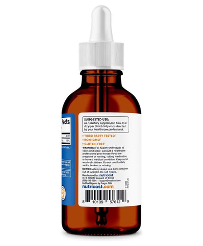 Nutricost Organic Ionic Zinc Liquid Drops 11mg per Serving | Zinc Sulfate | 120 Servings | 4 fl.oz/120ml; 06/2028