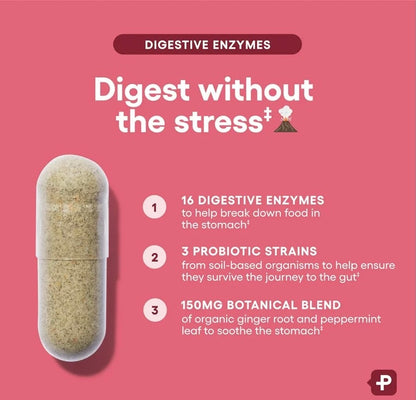 Physician's Choice Digestive Enzymes  | Multi Enzymes, Organic Prebiotics & Probiotics for Digestive Health & Gut Health | Relief from Meal Time Discomfort & Bloating | For Men and Women | 30 Capsules; Exp 02/2027