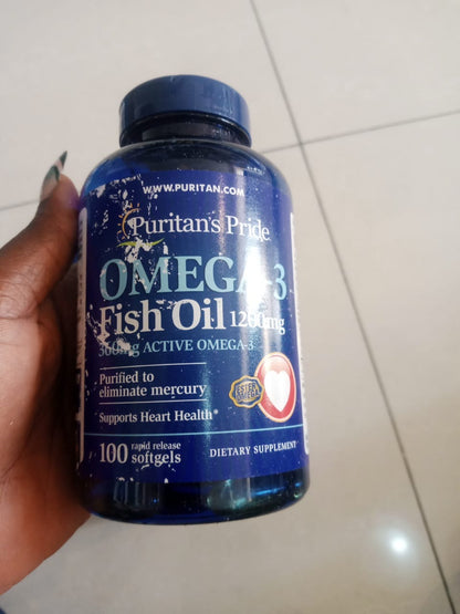 Puritans Pride Omega-3 Fish Oil 1200mg | Supports Heart Health | 100 Rapid Release Softgels; Exp 01/2027 ❗️Rough Pack👉🏽Check Last Picture