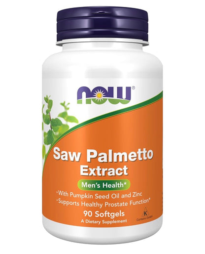 NOW Saw Palmetto Extract 160mg with Pumpkin Seed Oil (1000mg) & Zinc Gluconate (20mg) | Supports Healthy Prostate Function | 90 Softgels; Exp 05/2029