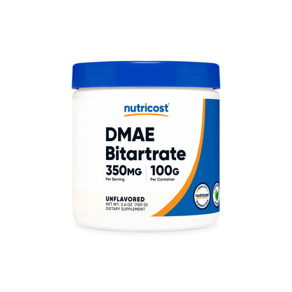 Nutricost Pure DMAE Bitartrate Powder | Dimethylaminoethanol 350mg | Supports Neurotransmitter Production | Mental Concentration Support | Supports Healthy Brain Function | 3.6oz/100g; 03/2027