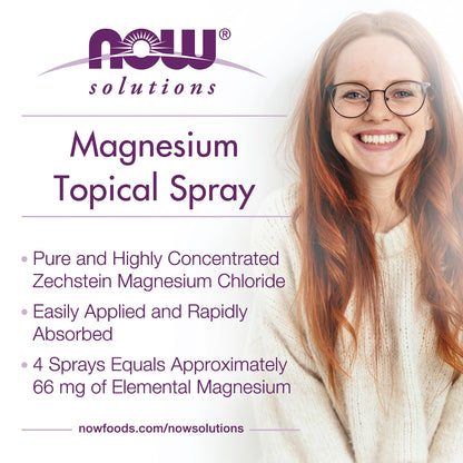 NOW Magnesium Topical Spray | Magnesium Chloride | Highly Concentrated, 8 fl.oz/237ml Exp 08/2029