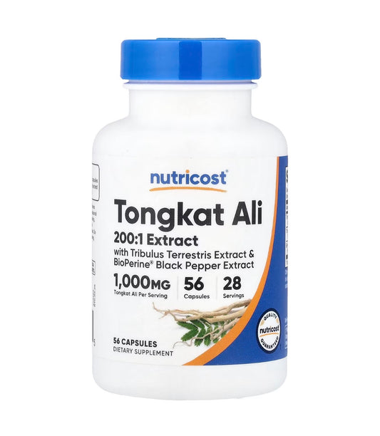 Nutricost Tongkat Ali Complex 1000mg with Tribulus Terrestris & Bioperine Extract | Supports Sexual Drive and Libido | Enhances Energy, Endurance and Stamina | 56 Capsules; Exp 09/2028