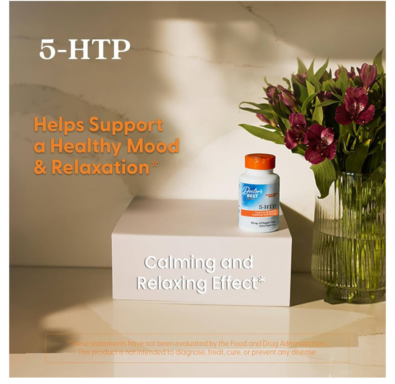 Doctor's Best 5-HTP  (5-hydroxy L-tryptophan) 100 mg | Promotes Healthy Sleep | 60 Capsules; Exp 02/2027